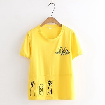 

Japanese Cartoon Printed Patch Short-sleeved T-shirt Female New Junior High School Students Girlfriends Loaded Shirt G2770