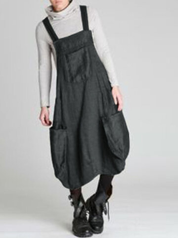 Vintage-Taschen-Träger-Kleid