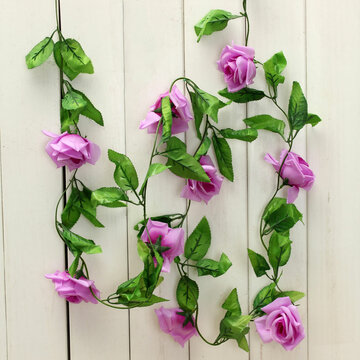 Artificial Flowers Rose Garland Silk Flowers Vine Fake Leaf Party Garden Wedding Home Decor