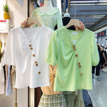 

Korea Dongdaemun Season Women's Loose Net Color Net Red Wild Sweet Ageing Short-sleeved Shirt Women