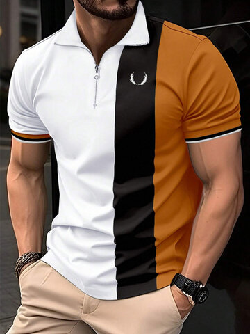 Chemises de golf à quart de zip color block