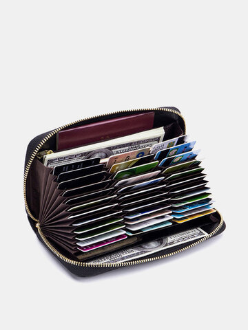 RIFD Multifunctional Genuine Leather Multi-card Slot Phone Bag Money Clip Wallet Purse