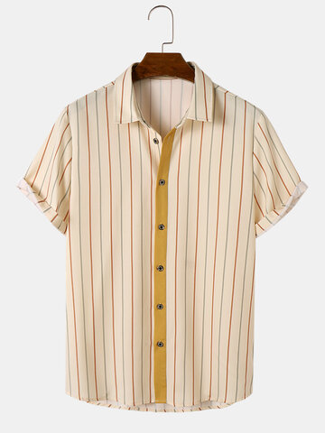 Vertical Striped Lapel Shirts