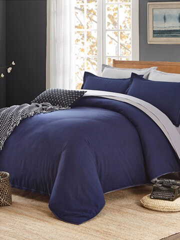 Conjunto de roupa de cama de cor sólida 4 unidades Conjuntos de capa de edredon Conjuntos de cama de linho incluem fronha de lençol