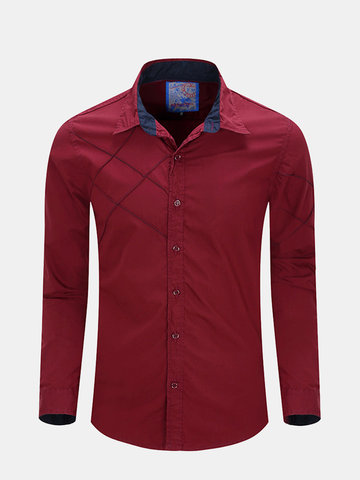 

100%Cotton Retro Traditional Embroidery Shirt, Black wine red blue royal blue
