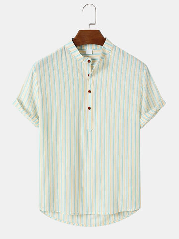 Striped Half Button Henley Shirts