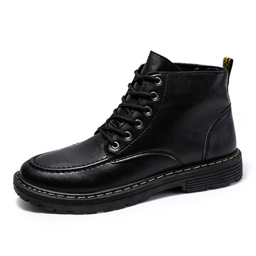 Men British Style Black Tooling Ankle Boots