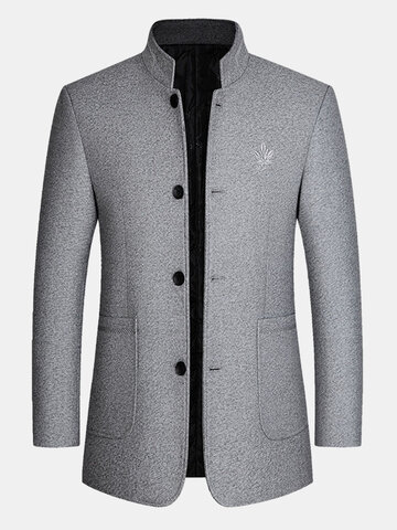 Stand Collar Single Breasted Overcoats