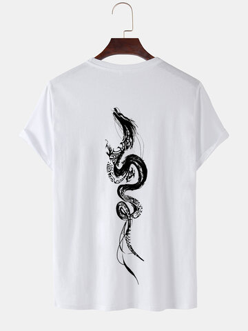 T-shirts imprimés au dos du dragon d'encre
