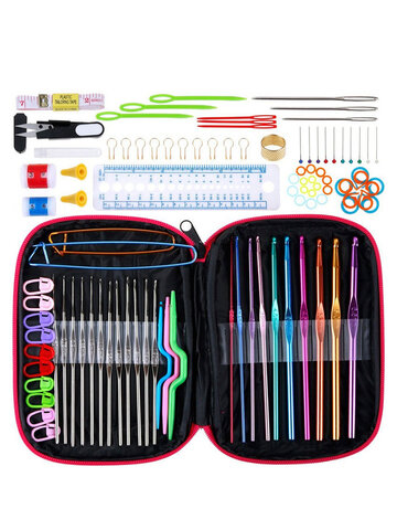 100pcs Crochet Hooks Full Set Knitting Tool Accessories Knitting Needles Sewing Tools Craft Kit with Leather Case