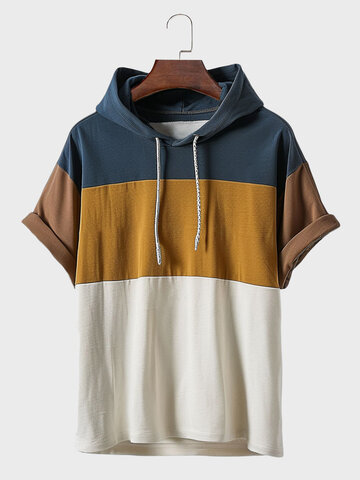 Color Block Hooded T-Shirts