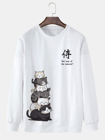 Sweatshirts mit Katzencharakter-Print