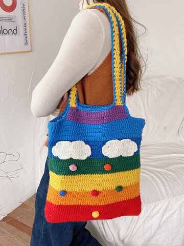 Wool Rainbow Woven Crossbody Bag Shoulder Bag