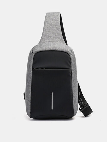 Burglarproof Water-resistant Oxford Chest Bag Multi Pocket Crossbody Bag For Men