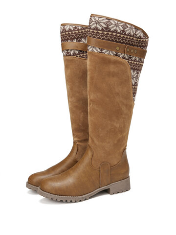 Casual Flowers Letter Pattern Mid-Calf Boots