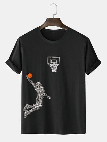 Basketball Figure Pattern Cotton T-Shirts