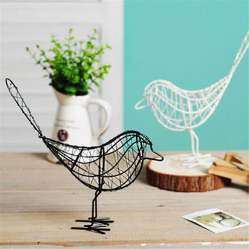 

Brushed Paint Metal Wire Bird, White