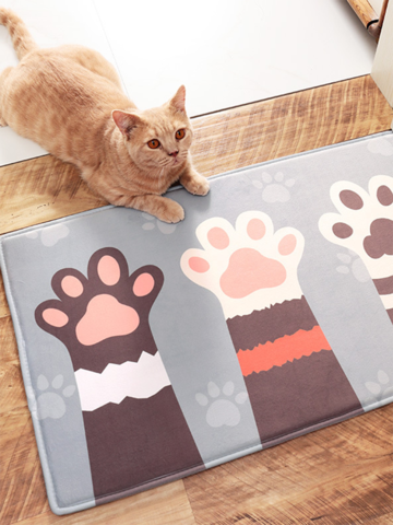 Cute Cat Claw Flannel Floor Mat