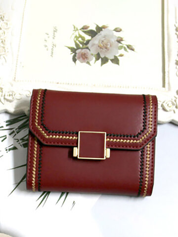 Women Genuine Leather 9 Card Slot Wallet Vintage Purse