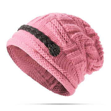Women Knit Crochet Buttons Beanie Hat