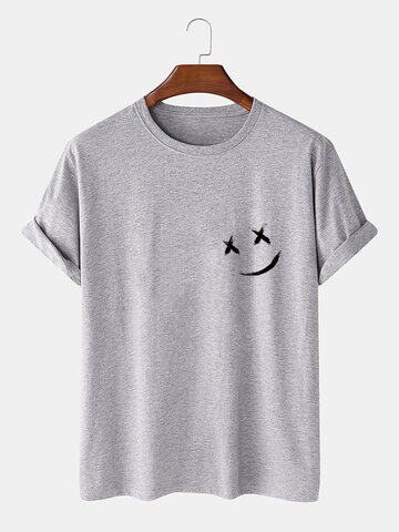 Plus Size Smile Pattern Cotton T-Shirt