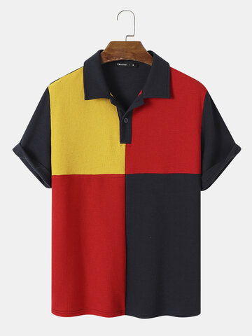 Chemises de golf texturées à blocs de couleurs