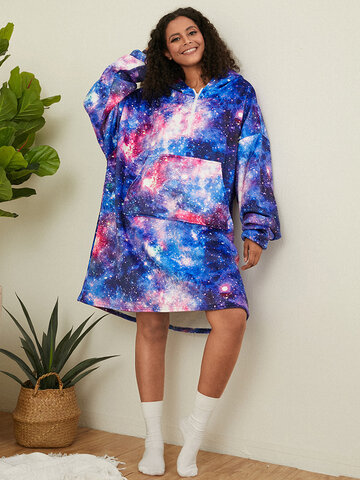 Starry Sky Print Oversized Blanket Hoodie
