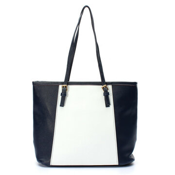 Elegant Women Contrast Color Leather Handbag