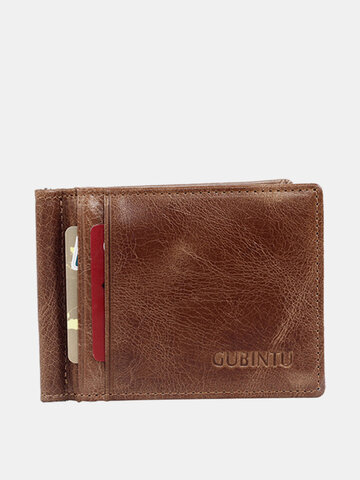RFID Antimagetic Genuine Leather Bifold Wallet 8 Card Slots Casual Vintage Card Pack Purse For Men