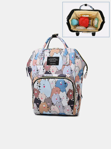 Cute Print Large Capacity Multifunction Mommy Bag Backpack