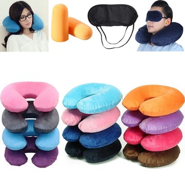 

Portable Inflatable U Shaped Travel Air Pillow Neck Support Head Rest Cushion Gift, Navy sky blue coffee orange rose red light purple jewelry blue pink