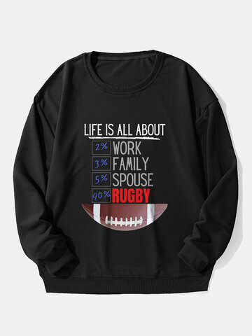 Slogan Rugby Graphic Sweatshirts