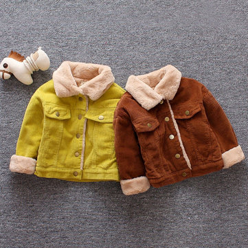 Corduroy Fleece Kids Winter Jacket For 6-36 Months