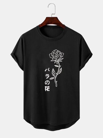 Rose Japanese Print T-Shirts