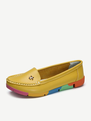 Multi-Color Leather Slip On Loafers