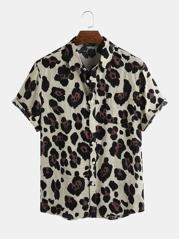 Animal Leopard Print Short Sleeve Shirts