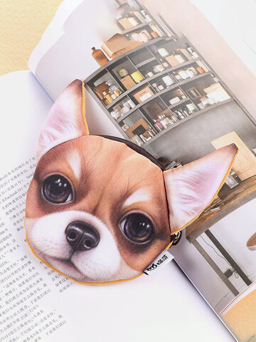 Cartoon Cute Dog Coin Bag Plush Card Holder Key Purse