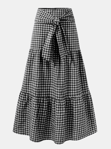 Plaid Print Knotted Skirt