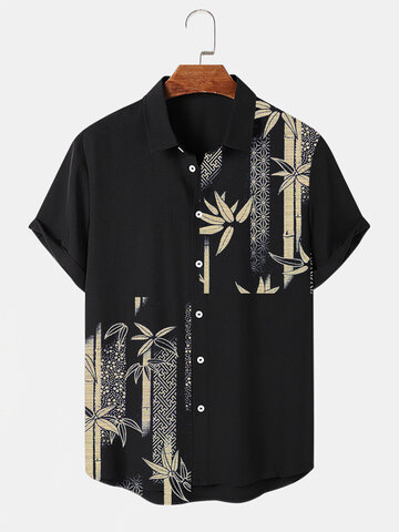 Camisas de lapela com estampa de bambu