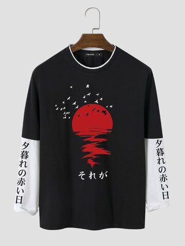 Red Sun Japanese Print T-Shirts