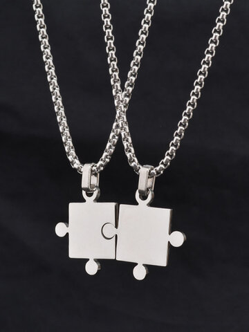 1/2 Pcs Titanium Steel Puzzle Sweater Necklace