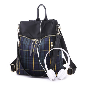 Women Nylon Waterproof Multi-function Backpack 