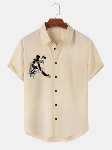 Camisas con estampado de tinta floral china