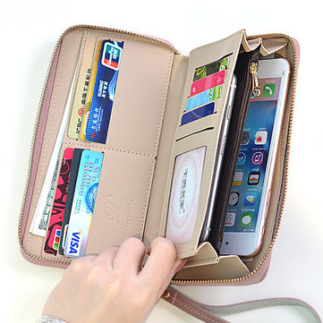 Women Multi-function Faux Leather Wallet 6 Inch Phone Bag 