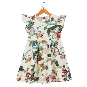Floral Girls Sleeveless Dress For 2Y-11Y