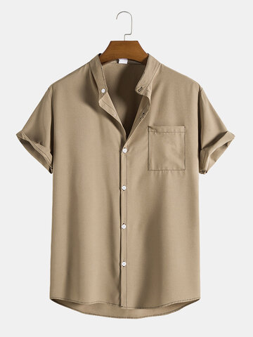 Solid Button Up Basics Shirts
