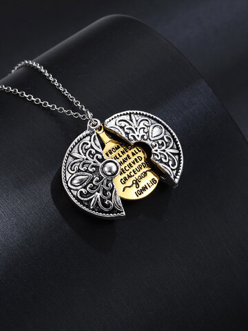 Openable Carved Letters Pendant Necklace