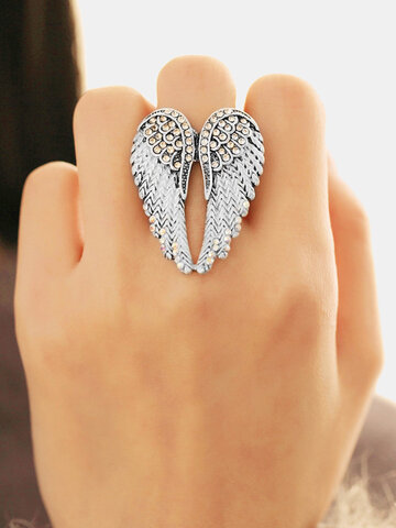 Colorful Angel Wing Adjustable Rings