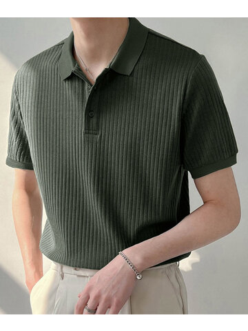 Knitted Rib Pullover Golf Shirt