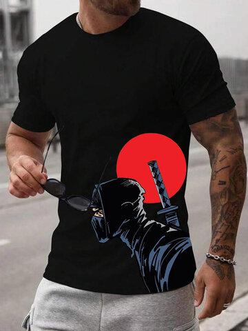 Japanese Warrior Print T-Shirts